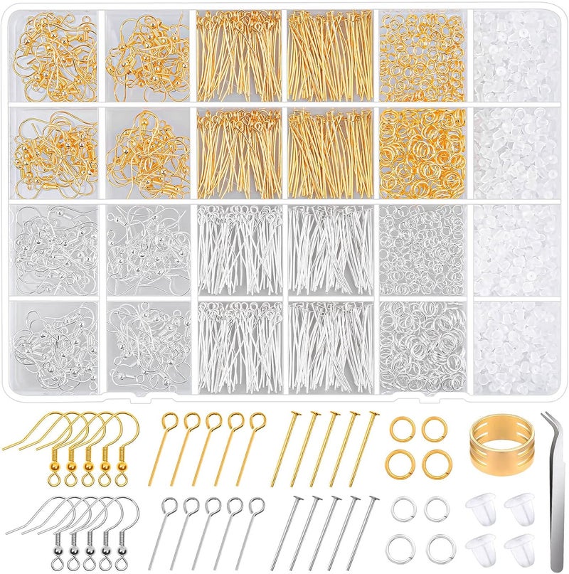 Modacraft Hypoallergenic Earring Making Kit, 2000Pcs Earring Making Supplies Kit with Hypoallergenic Hooks, Earring Findings, Backs, Pins Jump Rings for Jewelry Making Supplies - Image 1